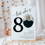 Look Who's 80! Modern Photo 80th Birthday Invitation<br><div class="desc">Celebrate the big 8-0 in style with our 'Look who's 80' Party Invites. Each invite features a stunning black italic serif font and elegant calligraphy script, set against a minimalist white background. The pièce de résistance? A photograph of the birthday star in the zero position! These invitations are perfect for...</div>