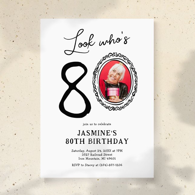 Look Who's 80 Photo Adult Birthday Invitation (Creator Uploaded)