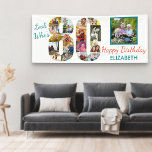 Look Who's 80 Photo Collage 80th Birthday Party Banner<br><div class="desc">Custom 80th birthday banner which you can personalize with a name and some of your favorite photos. The photo template displays your pictures in a photo collage which forms the number 80 as well as one main square picture. The design reads "look who's 80 .. Happy Birthday [your name]".</div>
