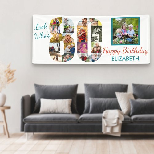 Look Whos 80 Photo Collage 80th Birthday Party Banner
