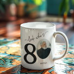 'Look Who's 80' Stylish 80th Birthday Coffee Mug<br><div class="desc">Because turning 80 deserves a special toast! With our 'Look who's 80' Coffee Mug, every sip of coffee becomes a reminder of this milestone. Personalized with their name, adorned with elegant calligraphy and their portrait as a part of the '80', this chic mug is a celebration in itself. Here's to...</div>