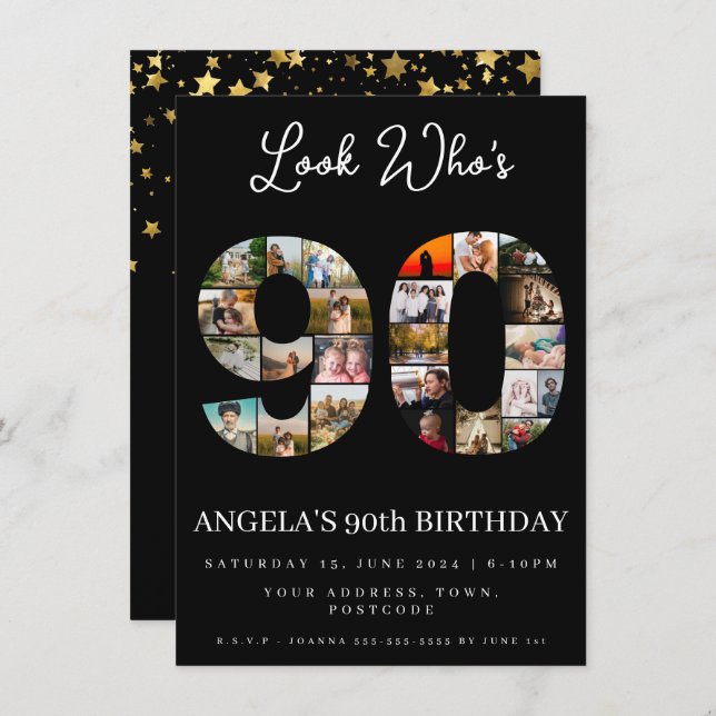 look who's 90 Customizable Photo Collage  Invitation (Front/Back)