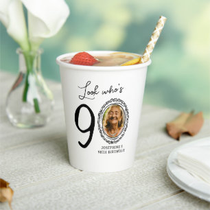 Look Who's 90! Photo 90th Birthday Paper Cups