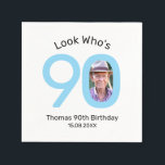 Look Who's 90 Photo 90th Birthday Party Napkins<br><div class="desc">Celebrate your birthday with our proud Look who's 90 Photo 90th Birthday Party napkins.</div>