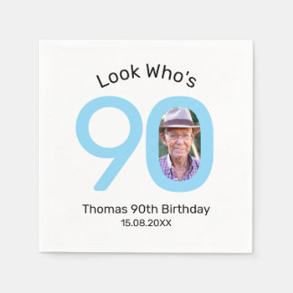 Look Who's 90 Photo 90th Birthday Party Napkins