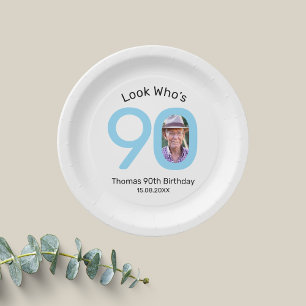 Look Who's 90 Photo 90th Birthday Party Paper Plates