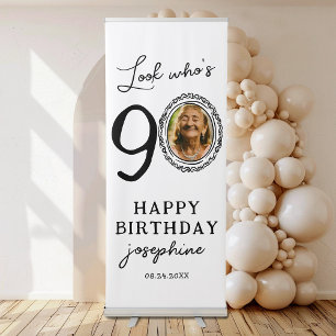 Look Who's 90 Photo 90th Birthday Party Retractable Banner