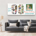Look Who's 90 Photo Collage 90th Birthday Party Banner<br><div class="desc">Custom 90th birthday banner which you can personalize with a name and some of your favorite photos. The photo template displays your pictures in a photo collage which forms the number 90 as well as one main square picture. The design reads "look who's 90 .. Happy Birthday [your name]".</div>