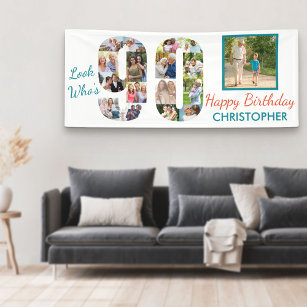 Look Who's 90 Photo Collage 90th Birthday Party Banner
