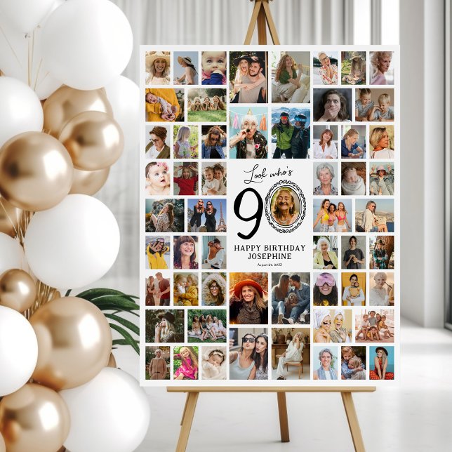 Look Whos 90 Photo Collage Ninety Birthday Foam Board (Creator Uploaded)