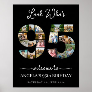 look who's 95 milestone birthday photo collage poster