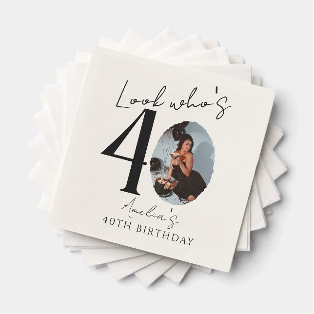 Look Who's Age - Personalized Milestone Birthday  Napkins (Creator Uploaded)