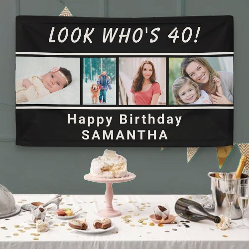 Look Whos Any Age 4 Photo Black Birthday Banner