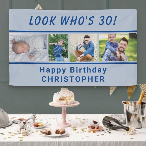Look Whos Any Age 4 Photo Blue Birthday Banner