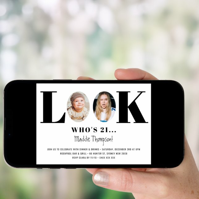 Look Who's Birthday Funny Photo Invitation (Front Digital)
