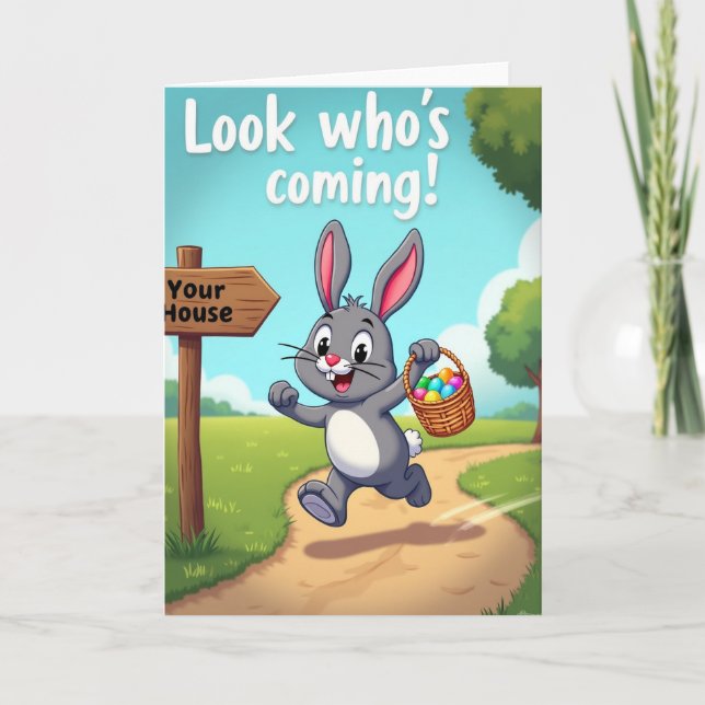 Look Whos Coming Rabbit Card (Front)