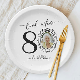 Look Who's Eighty Photo 80th Birthday Paper Plates