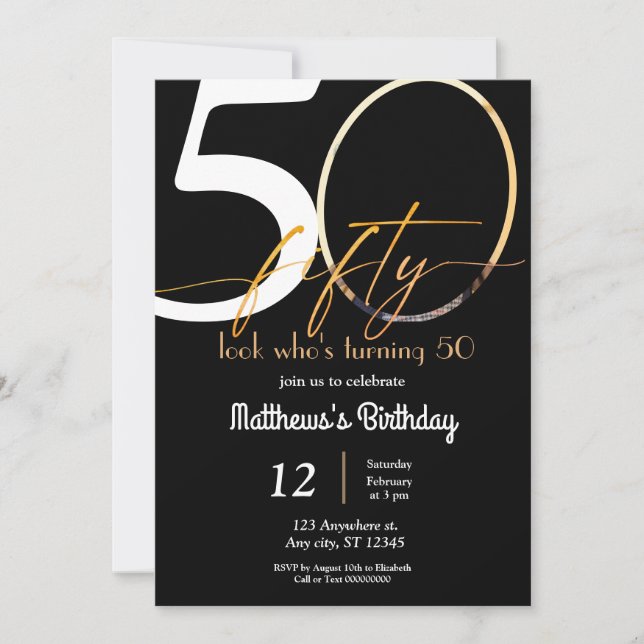 Look Whos Fifty Invite with Photo (Front)