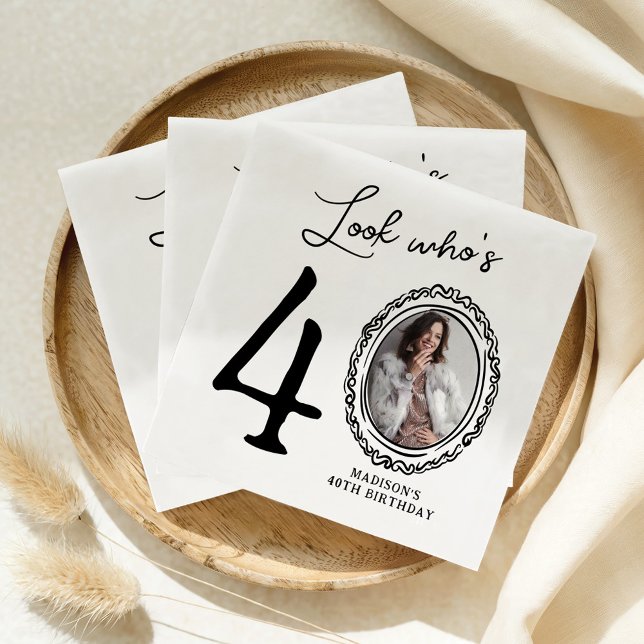 Look Who's Forty Photo 40th Birthday Napkins (Creator Uploaded)