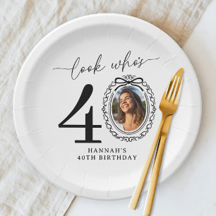 Look Who's Forty Photo 40th Birthday Paper Plates