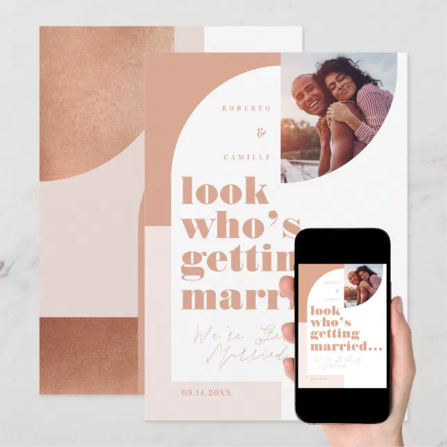 Look Who's Getting Married Geometric Blush Photo Save The Date | Zazzle