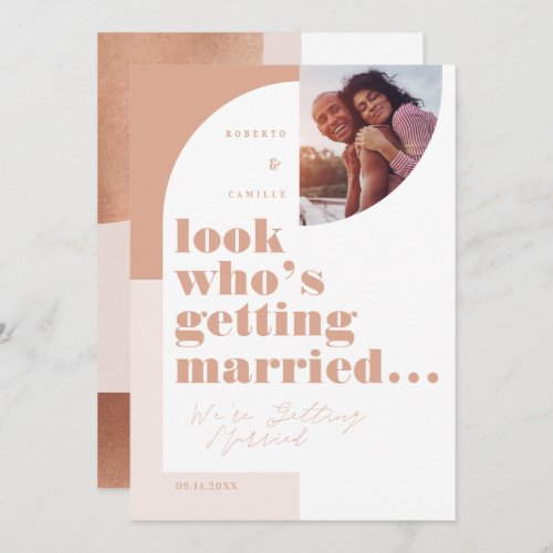 Look Whos Getting Married Geometric Blush Photo Save The Date