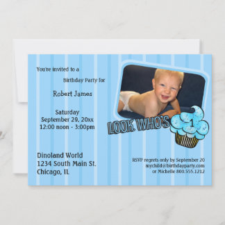 Look Whos Having A Teal Striped Birthday! Invitation