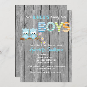 Look Who's Having Twin Boys Baby Shower Card