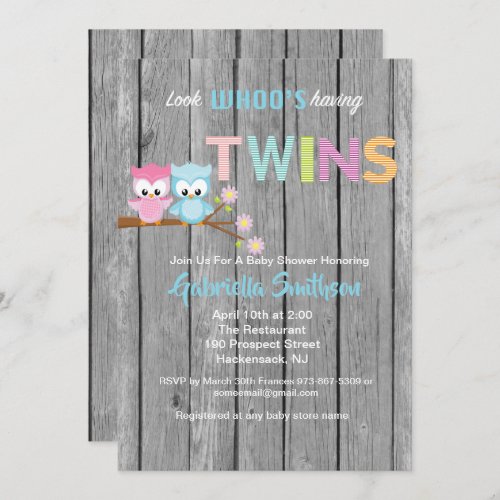 Look Whos Having Twins Baby Shower Card