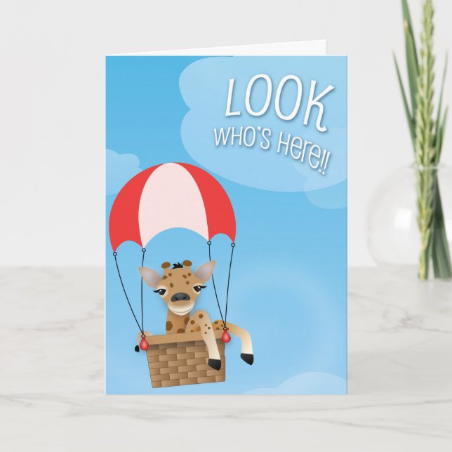Look Who's Here Baby Giraffe Card (Front)