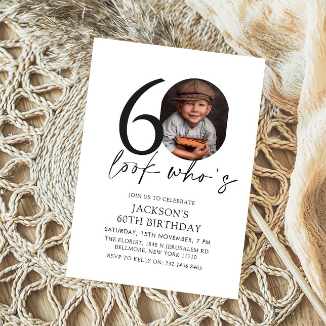 Look Who's Modern Simple Photo 60th Birthday Invitation (Creator Uploaded)