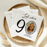Look Who's Ninety Photo 90th Birthday Napkins<br><div class="desc">Celebrate your 90th birthday with a dose of humor! Our napkins not only feature a fun phrase 'Look who's 90' but also add a personalized touch with your photo replacing the zero. Framed by a quirky doodley border and accompanied by an easy-to-edit text template, these napkins are sure to be...</div>