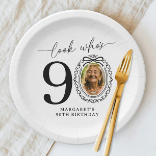 Look Who's Ninety Photo 90th Birthday Paper Plates