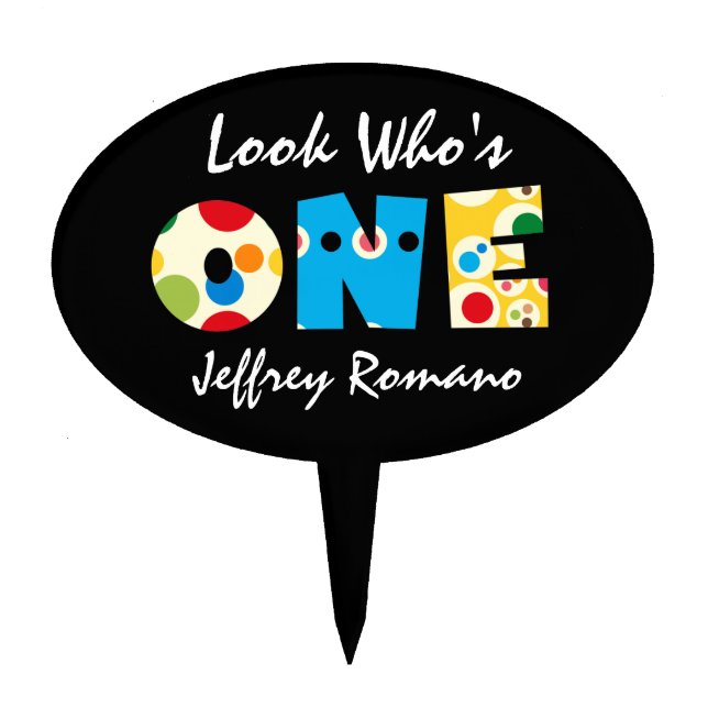 Look Who's ONE Birthday Cake Topper (Front)