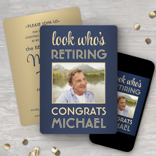 Look Who's Retiring Blue Retirement Party Photo