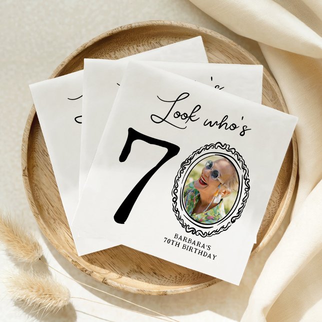 Look Who's Seventy Photo 70th Birthday Napkins (Creator Uploaded)