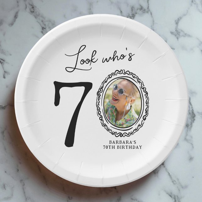 Look Who's Seventy Photo 70th Birthday Paper Plates (Creator Uploaded)