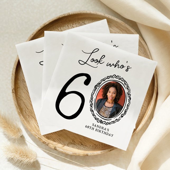 Look Who's Sixty Photo 60th Birthday Napkins (Creator Uploaded)