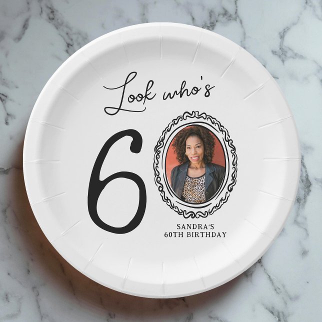Look Who's Sixty Photo 60th Birthday Paper Plates (Creator Uploaded)