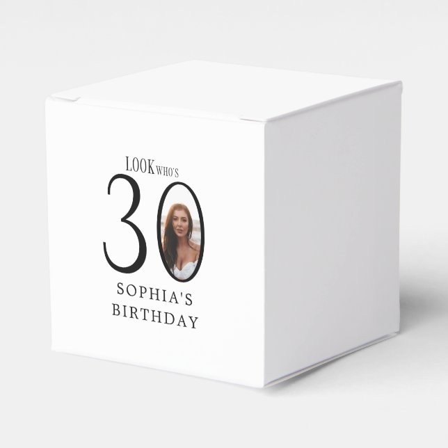 Look Who's Thirty Minimal Photo 30th Birthday Favor Boxes (Front Side)