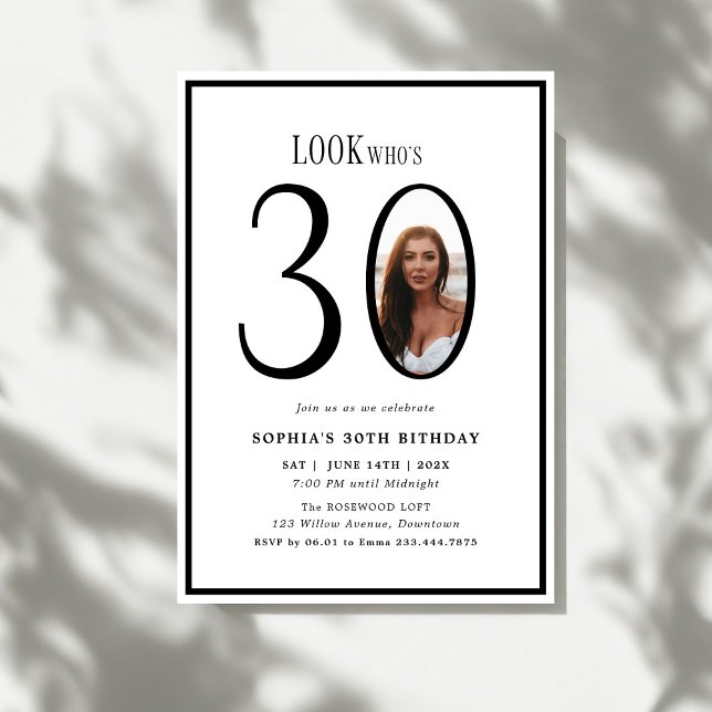 Look Who's Thirty Minimal Photo 30th Birthday Invitation (Creator Uploaded)