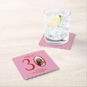 Look Who's Thirty Minimal Photo 30th Birthday Paper Coaster