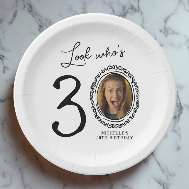 Look Who's Thirty Photo 30th Birthday Paper Plates (Creator Uploaded)