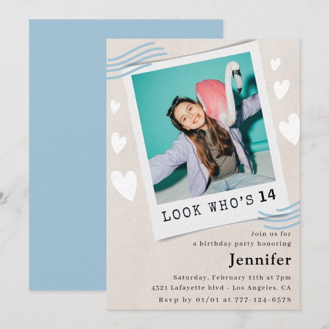  Look who's turning 14th birthday invitations (Front/Back)