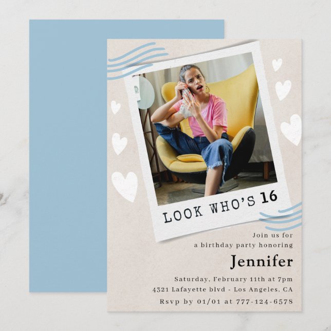  Look who's turning 16th birthday invitations (Front/Back)
