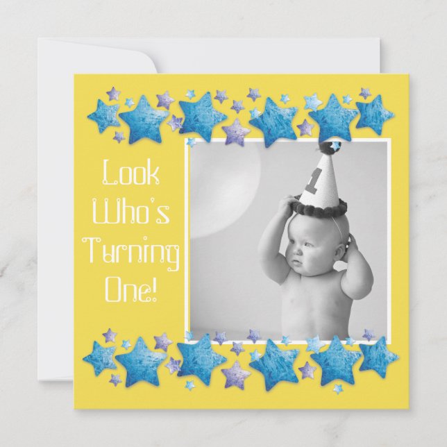 Look Who's Turning 1, First Birthday Invitation (Front)