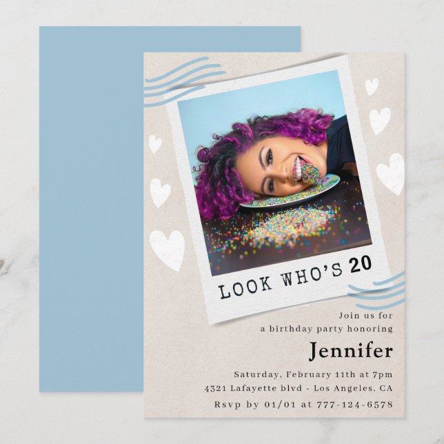  Look who's turning 20th birthday invitations (Front/Back)