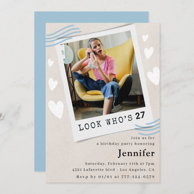  Look who's turning 27th birthday invitations (Front/Back)