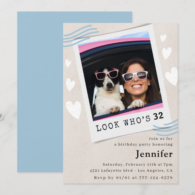  Look who's turning 32nd birthday invitations (Front/Back)