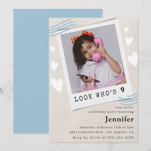  Look who's turning 9th birthday invitations (Front/Back)